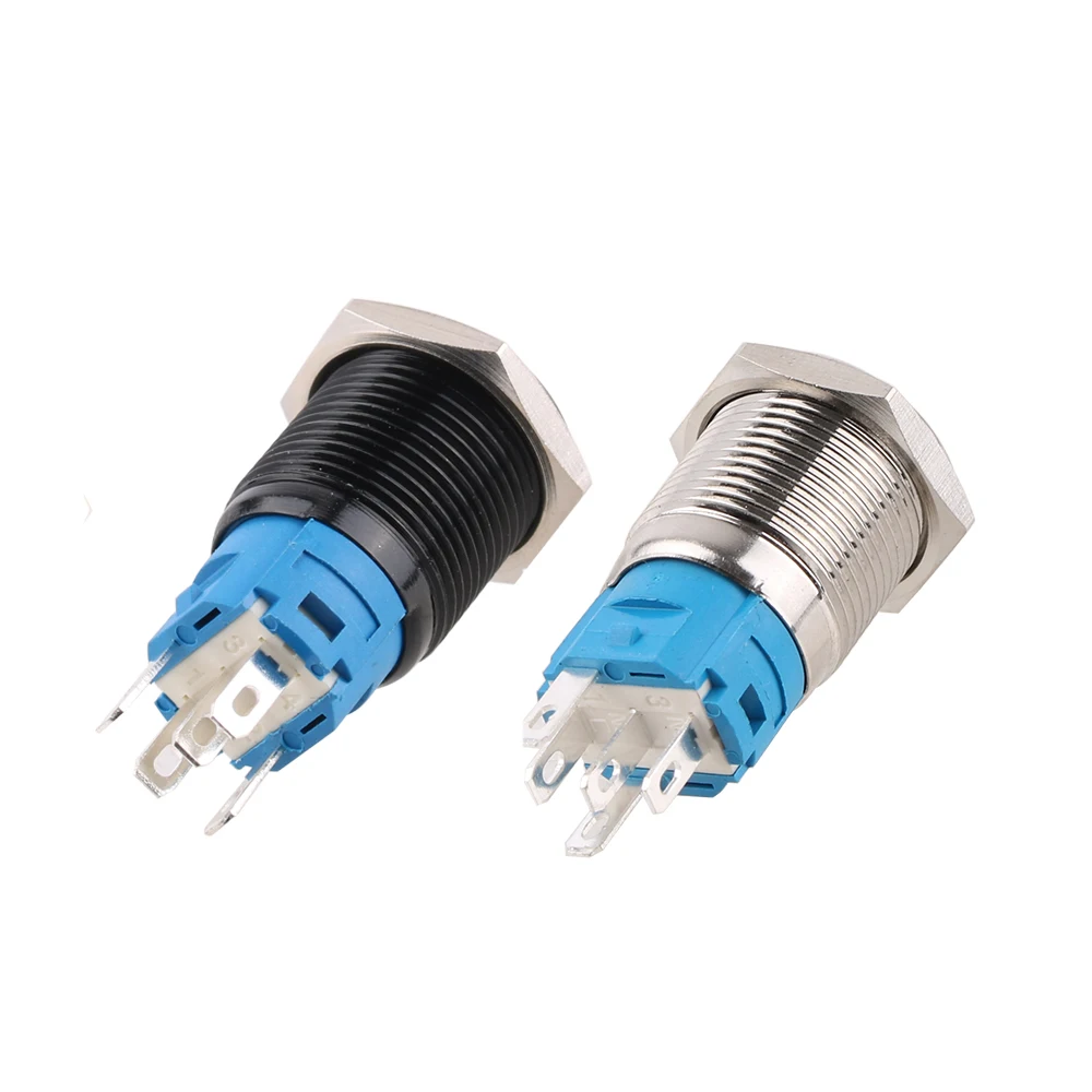 1pc 19mm Waterproof Momentary Latching Metal Doorbell Bell Horn Push Button Switch LED For Car Auto Engine PC 12V 5V 220V Black