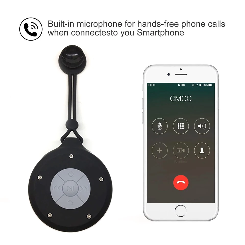 Портативный динамик для душа в ванной комнате, водонепроницаемые Bluetooth-динамики, черный милый беспроводной звуковой ящик для езды на открытом воздухе, с микрофоном