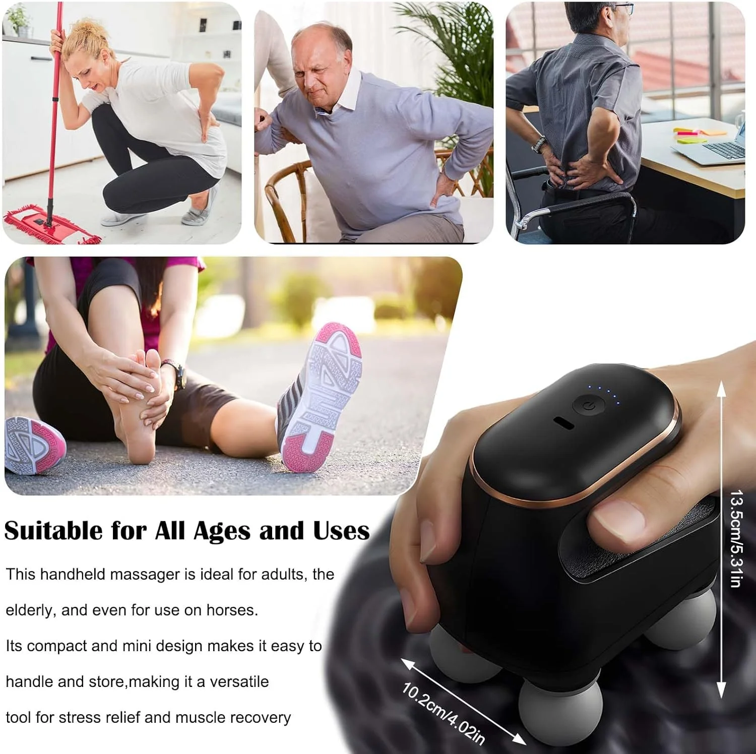 Handheld 4-heads Massage Gun Portable High Frequency Vibrating Fascia Gun Deep Tissue Muscle Neck Shoulder Relax Body Massage