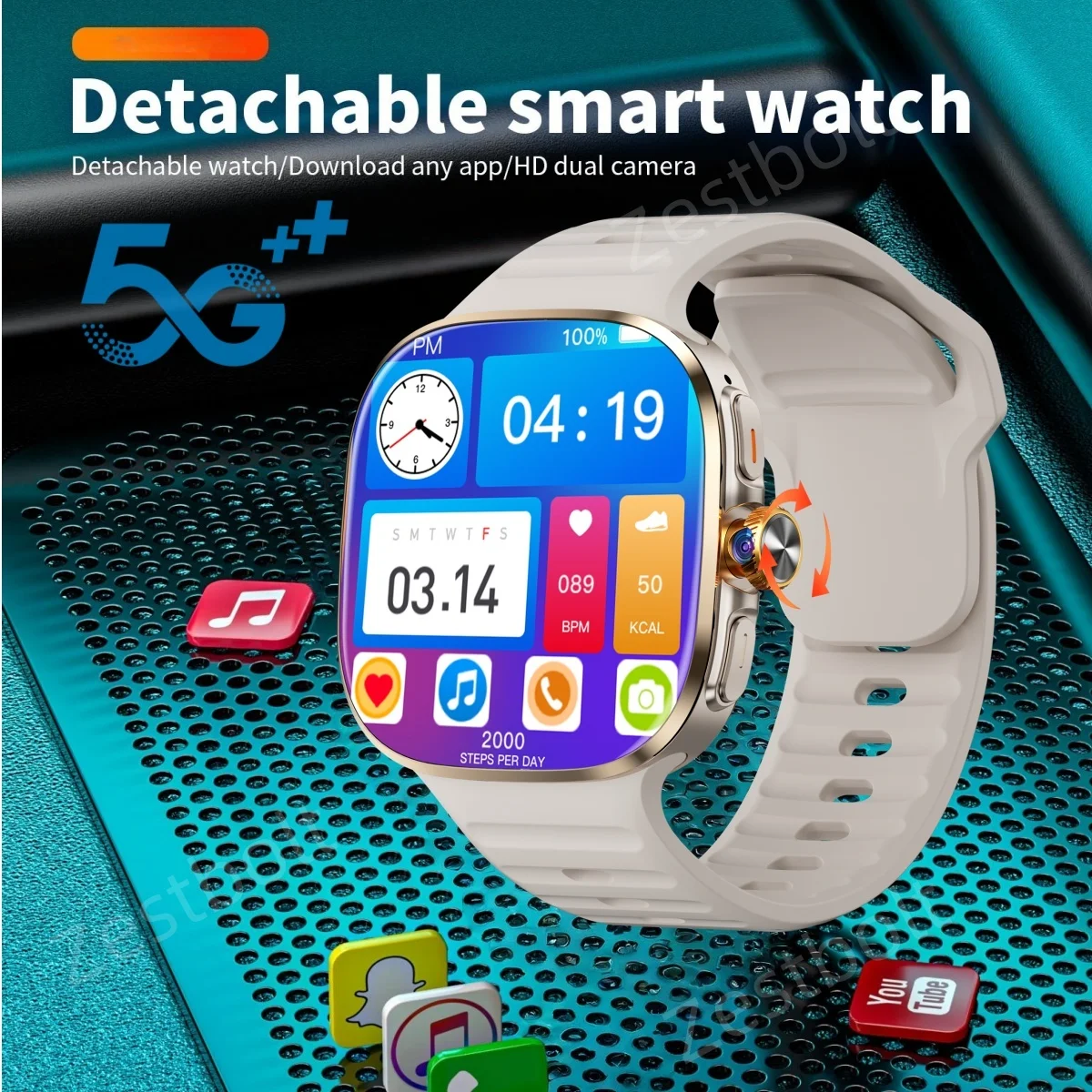 

New M99 5G Cellular Version Smartwatch 2.4inch Amoled Larger Screen Android 10 Smart Watch Support Camera Sim Card WIFI GPS NFC