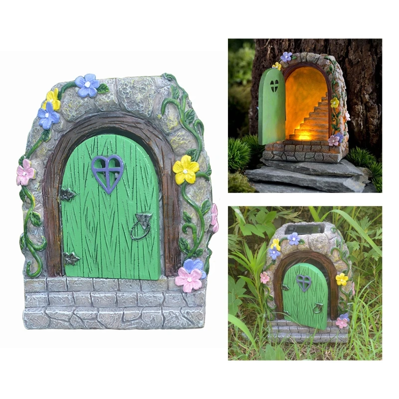 Bonita puerta hadas para jardín, estatua patio energía Solar, estatuilla brillante, escultura para puerta, envío