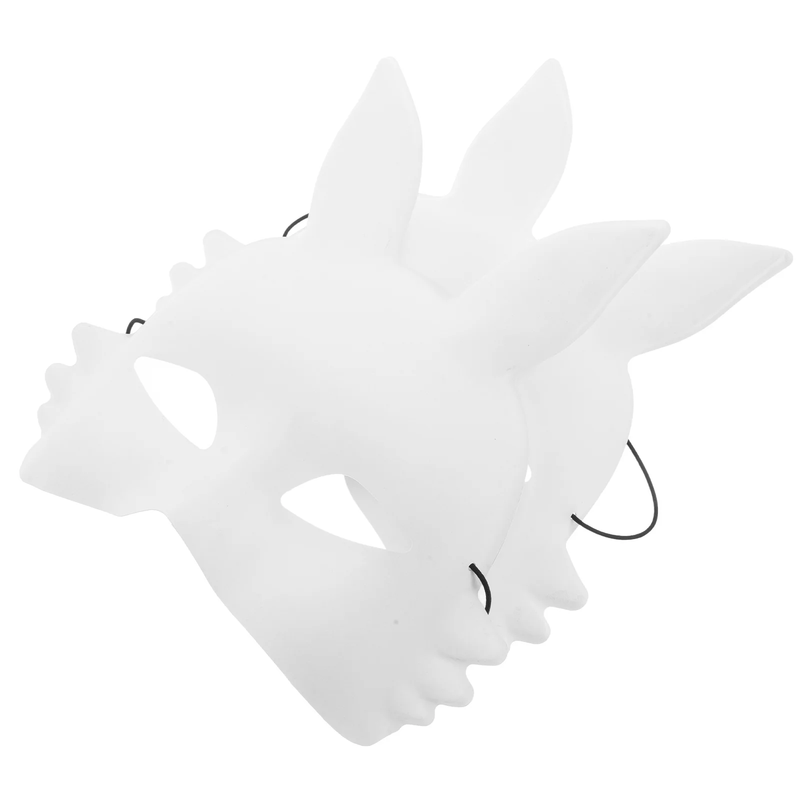 2 pezzi maschera di coniglio bianco mezza faccia vuota pittura in PVC fai da te coniglietto di Halloween accessorio per costume maschera di coniglio in PVC