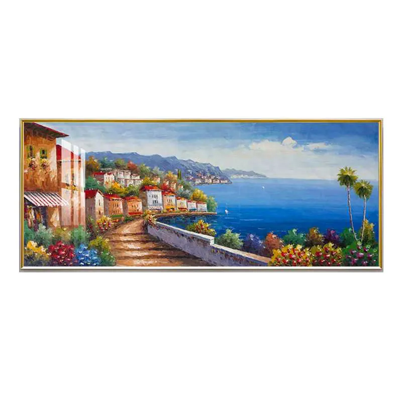 Modern Mediterranean landscape wall decoration painting living room crystal porcelain painting