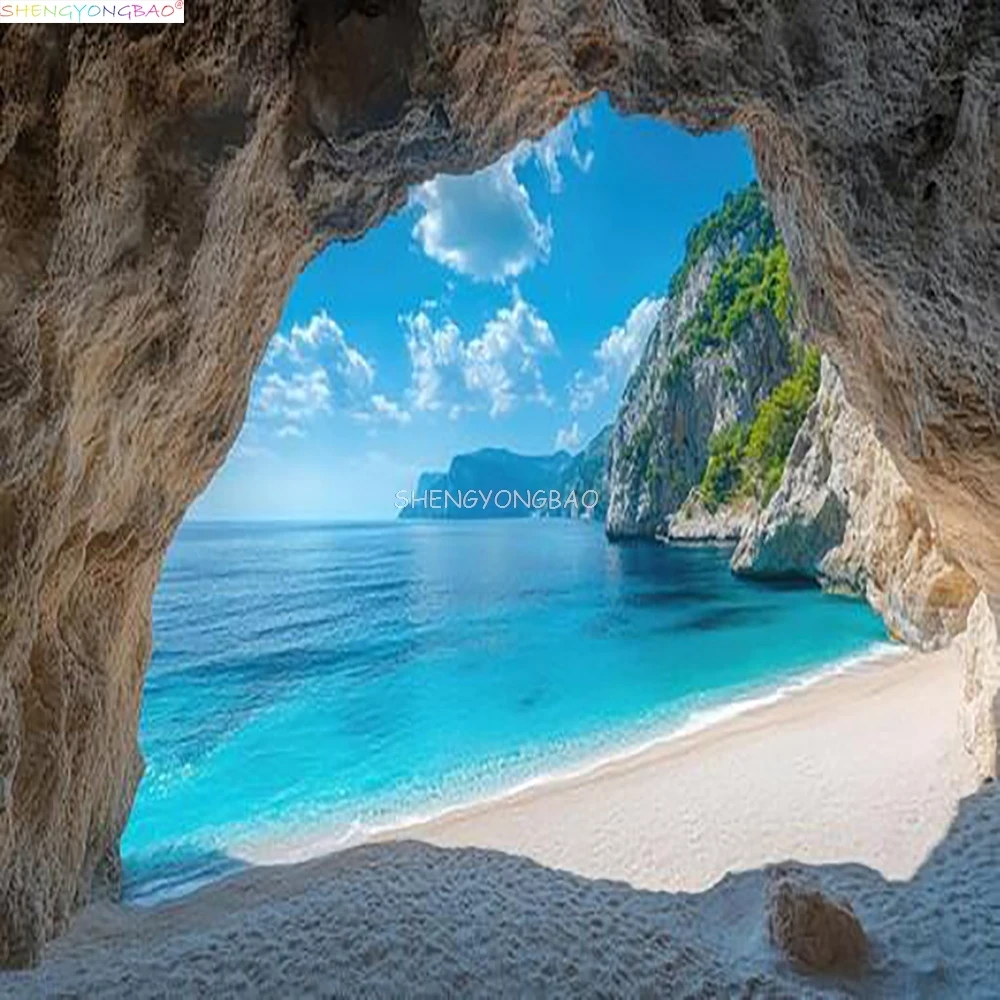 

Capri Island Scenery Background Turquoise Sea Colorful Flowers Rocky Cave Blue Ocean Navagio Beach Photography Backdrops SP-02