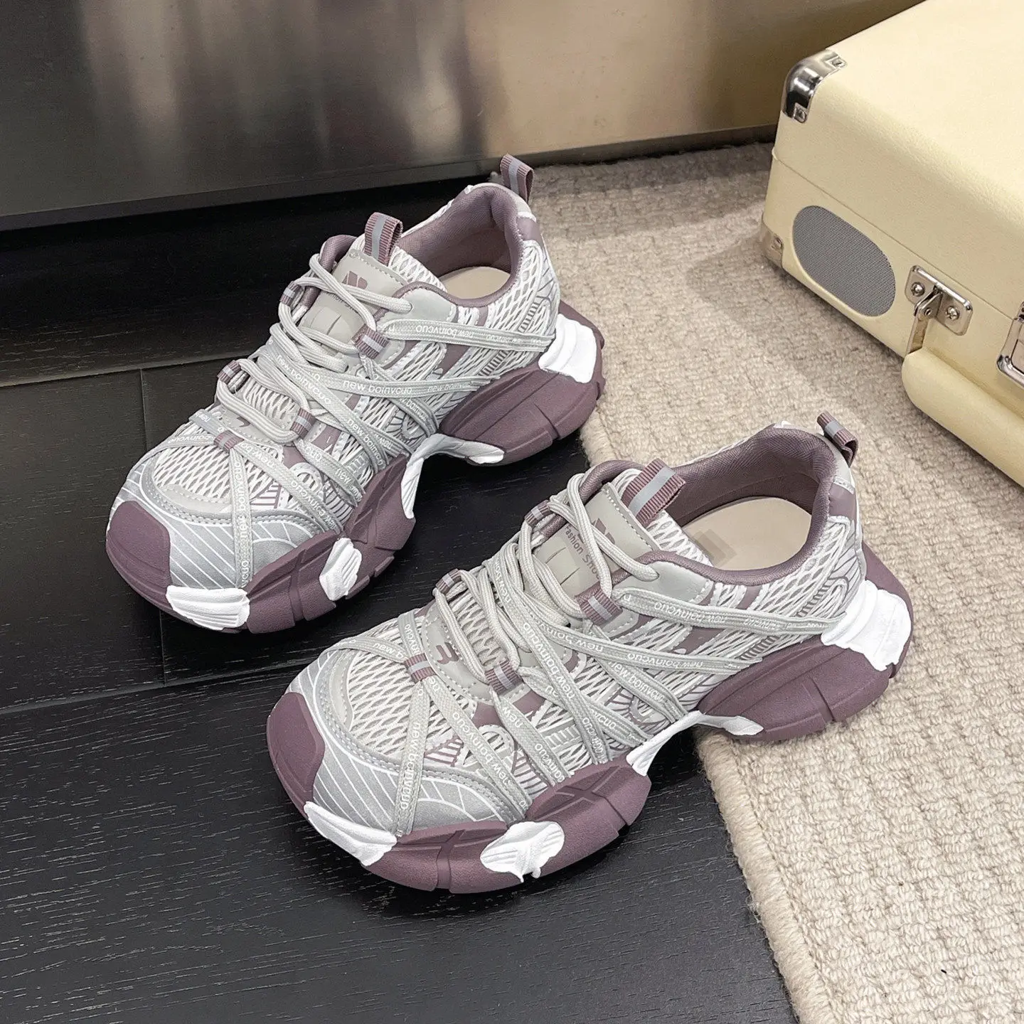 Kids'Casual Shoes Color Blocking PU Leather Autumn Fashion Shoes For Children Breathable Anti-slip Blue Purple Shoes Size 29-38