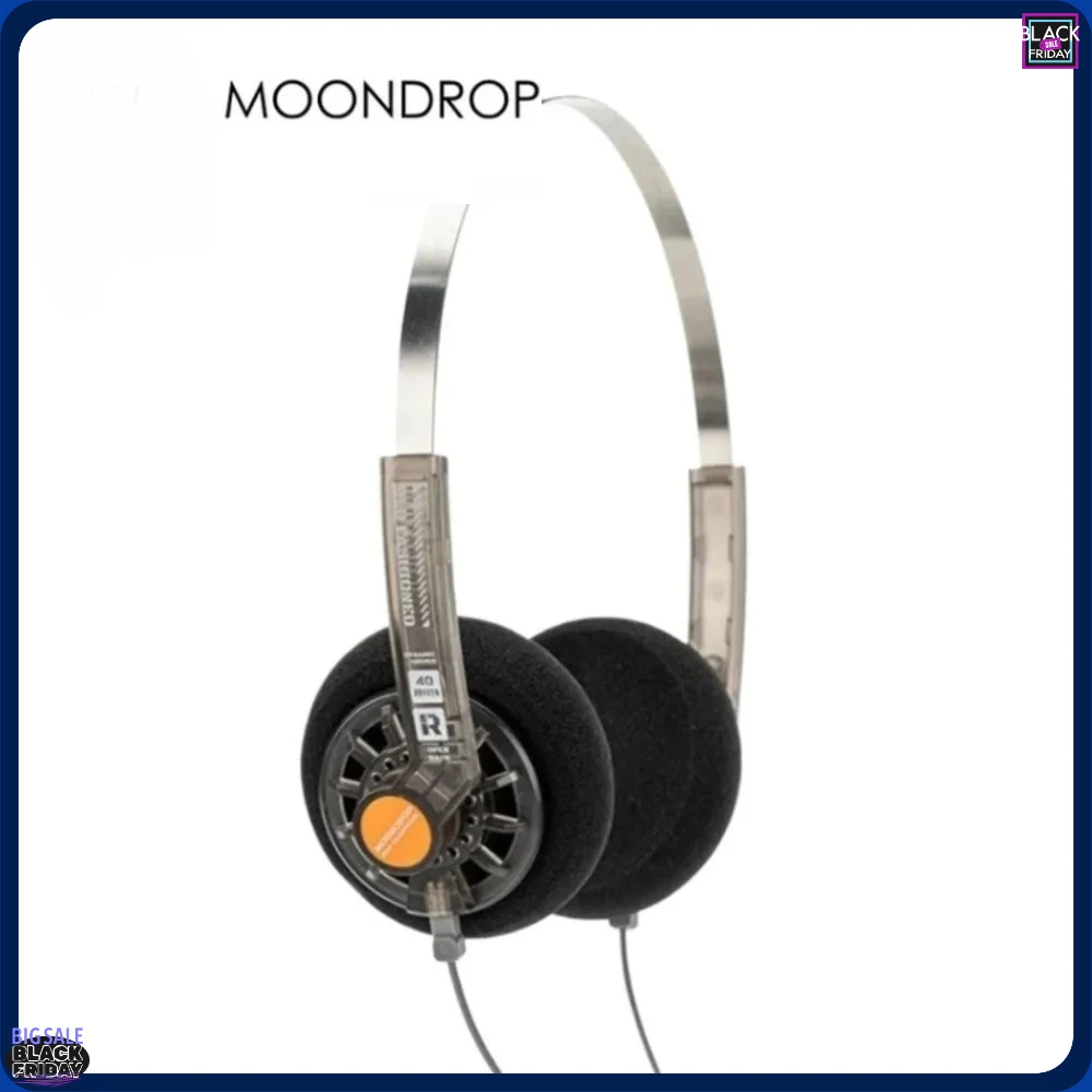 Moondrop 구식 휴대용 온이어 헤드폰 40mm 대형 다이나믹 드라이버 0.78mm 2핀 교체 가능 케이블 3.5mm/4.4mm/TC