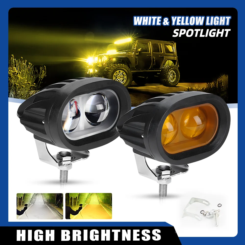 

6500k/3500k LED Work Light Bar 12V 24V White Yellow Offroad Divring Fog Lights for Car Truck Atv 4x4 LED Headlights