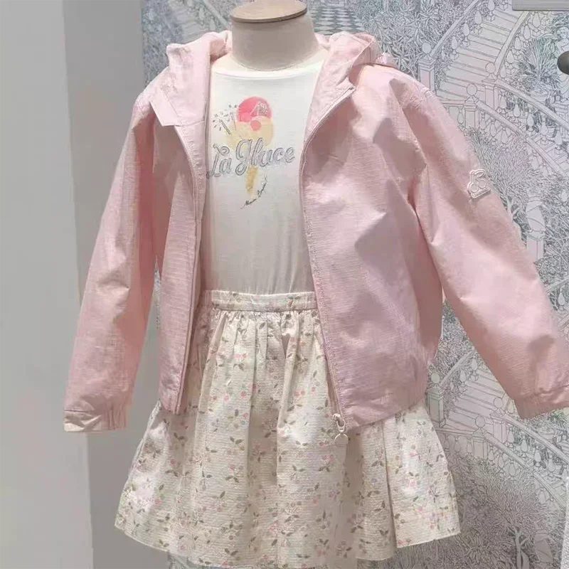 Pre-sale(ship April) 2025 BP Spring Pink Jackets Girl Coats Toddler Girls Clothes Birthday Coat Hooded Sunscreen Jacket Kid Coat