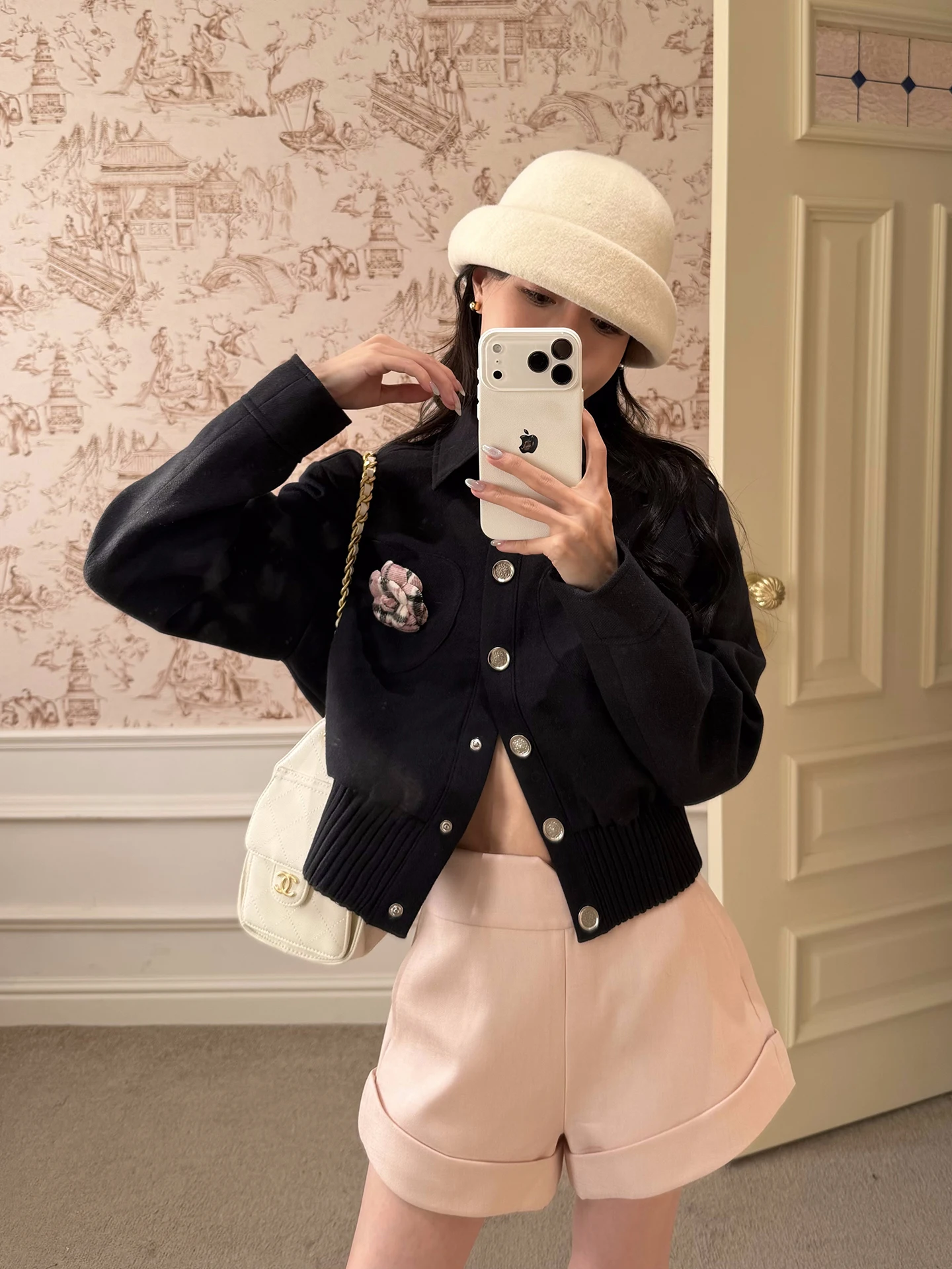 

SMOL Women's ort Wool Blend Jaet Casual Loose Fit Autumn Winter Outerwear with Heart Patch Button up Coat Commute Sle