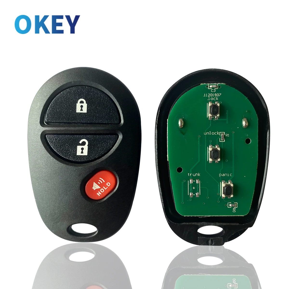 Okey – clé télécommande de voiture 2 + 1 3 boutons, 315Mhz, pour toyota Sienna Solara Avalon Camry Highlander Sequoia Tacoma Tundra