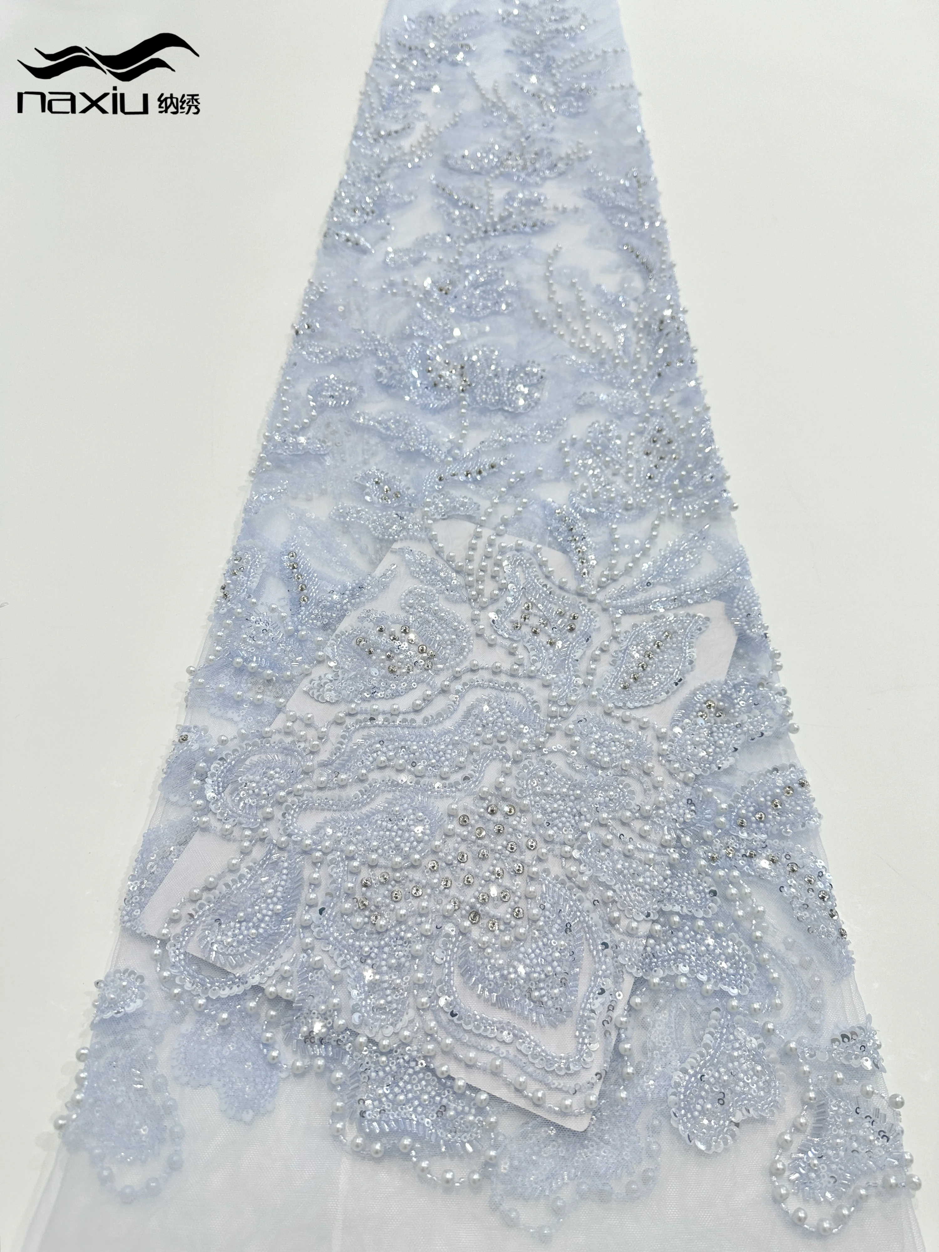 

Madison 2025 Роскошная нигерийская африканская кружевная ткань с бисером, высокое качество, вышивка блестками, африканская французская кружевная ткань с бисером для шитья