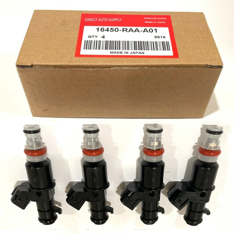 4 Pieces NEW OEM FUEL INJECTORS 16450-RAA-A01 ELEMENT HOND-A 2.4L ACCOR-D CR-V 2.4L RSX BASE 2.0L