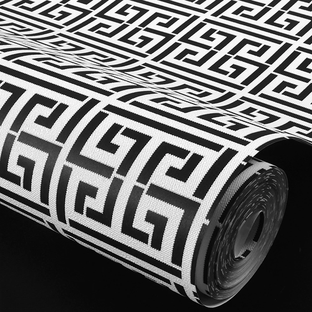 Modern Geometric Wallpaper Lattice Texture Hotel Study Rooms Bedroom Living Room Background Decor Wallpaper Key Fret Pattern