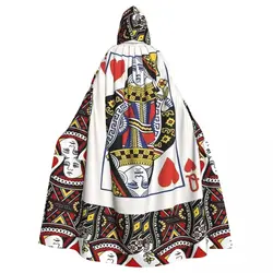 Casino Nights Red Queen Of Hearts Long Hooded Cloak Witch Medieval Costume Cosplay Cape HalloweenParty Adult Unisex