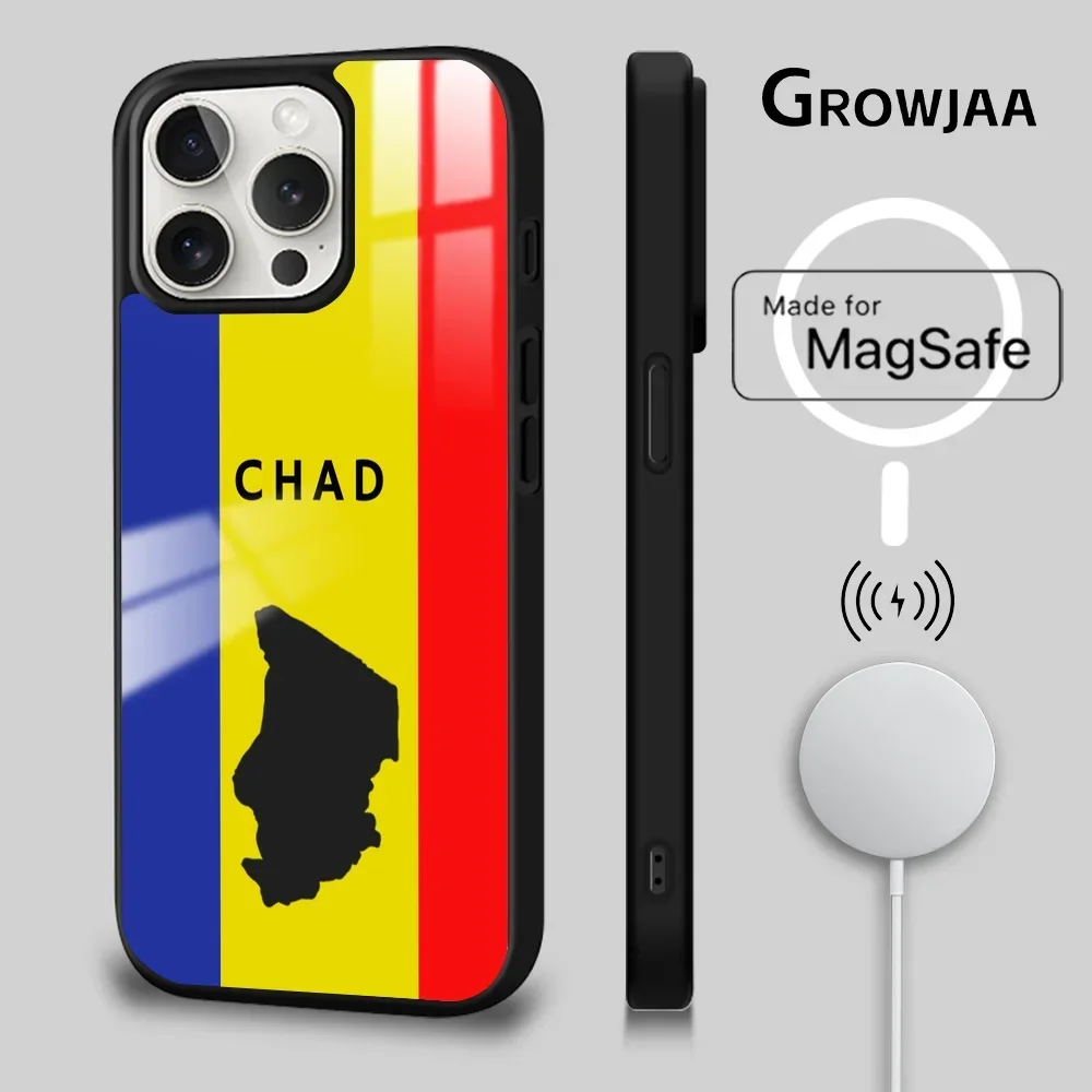 Republic Of Chad Flag Phone Case For IPhone 16 15 14 13 12 11 Pro Max Plus Mini Magsafe Mirror Wireless Magnetic Cover