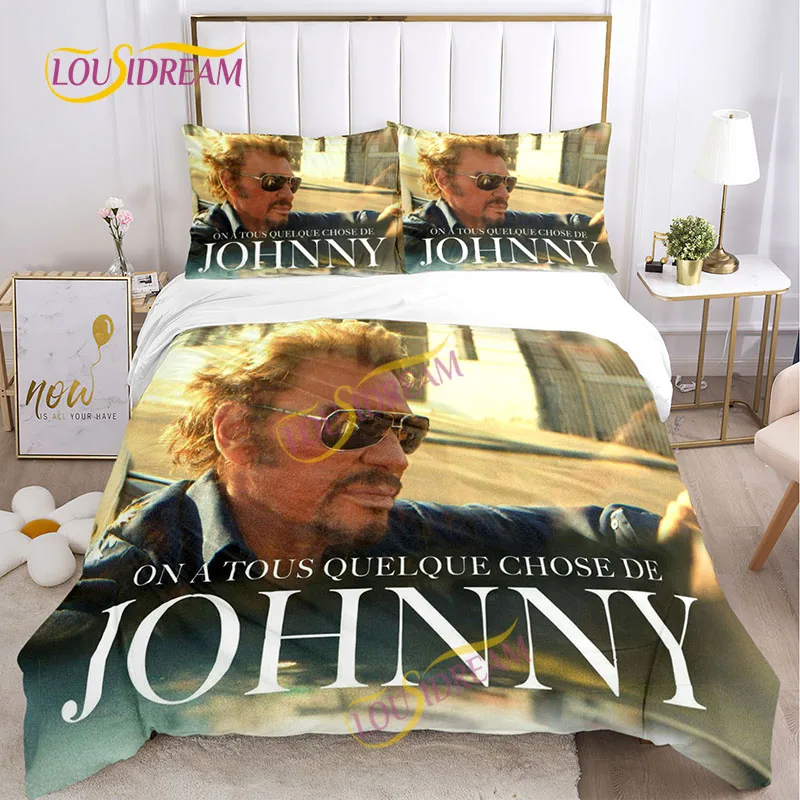 Johnny Hallyday Bedding Set DIY rock Music Soft Full Queen size double Bed Queen Size Sheets Duvet Set Set Thin sheets