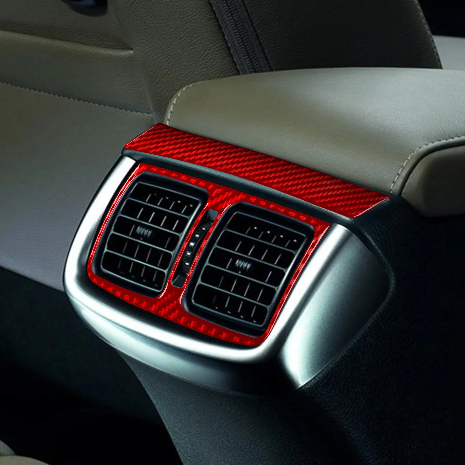 Real Carbon Fiber Rear Console Air Vent Panel Car Interior Accessories Trim Sticker Modification For Toyota Hilux 2015—2021 - view 3