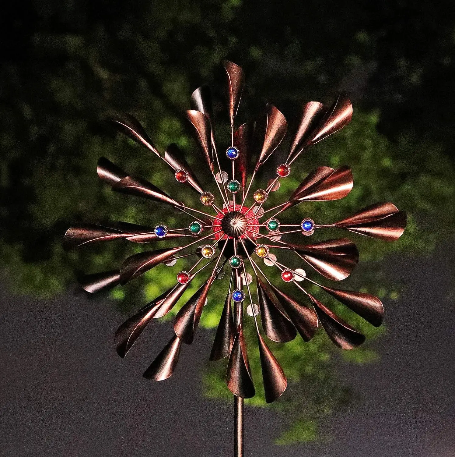

79-Inch Solar-Powered Kinetic Wind Spinner with LED Lights for Patio and Garden Decor