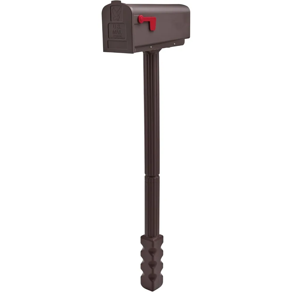 

Rust-Proof Plastic Post Mounted Mailbox for Outside, Mocha Medium Curbside, USPS Approved Residential Delivery