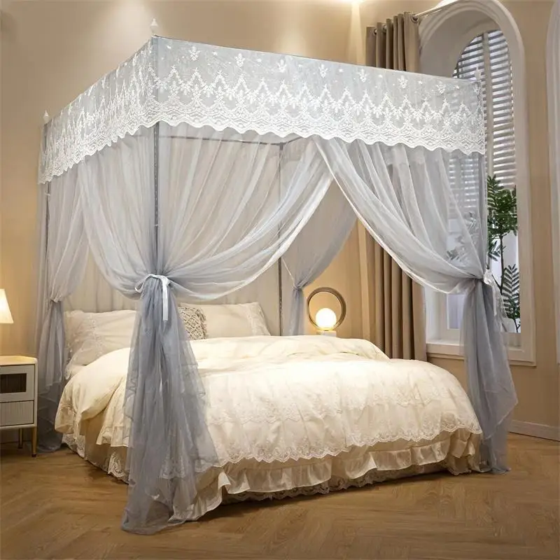 

Thiened Old Sle Household Mosquito Net Bedroom Floor Standing Court Tee Doorway Mosquito Net with Stainl Steel Frame