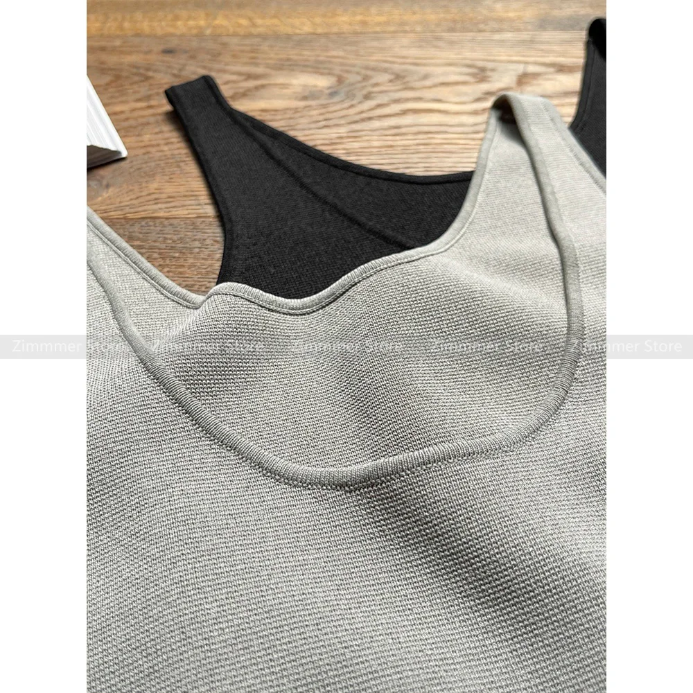 2024 Spring New Simple and Versatile U-neck Slim Fit Knitted Camisole Top for Women