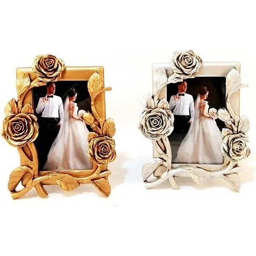 Evvehediyelikeşya Silver and Gold Non-Rose Embossed Photo Frame 10 X15 cm