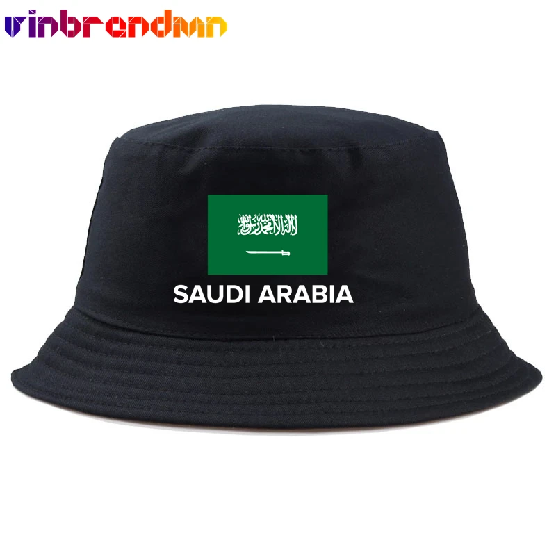 Saudi Arabia Saudi Arabian SA SAU Fisherman Hat Black Print Nation Team Flag Unique Gift Idea Hat Sun visor Brand Bucket Hats