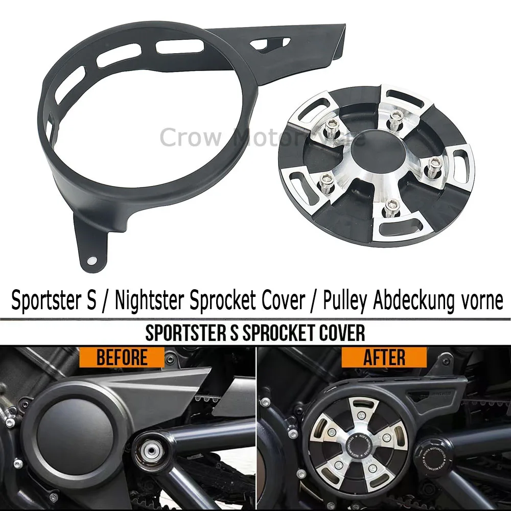 

For RH1250s Sportster S 1250 RH975 Nightster 975 2022 2021 Motorcycle Front Black Drive Pulley Engine Upper Cover Sets