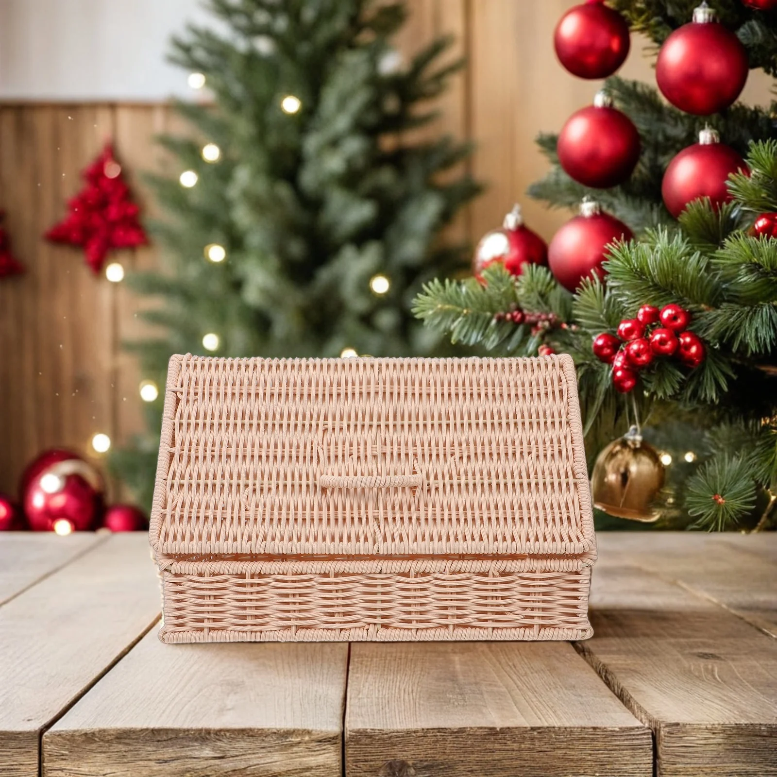 

Snack Storage Box Handwoven Rattan Bread Basket With Lid Kitchen Organized Storage Fruit Food Container Countertop Basket