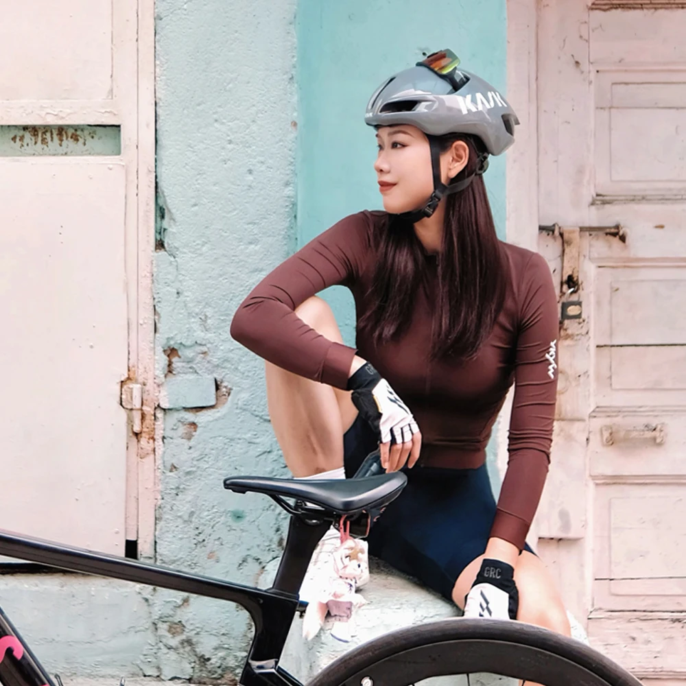 YKYWBIKE Damen Langarm-Radtrikot Pro Fahrrad-Outdoor-Bekleidung Rennrad Frühling Herbst Atmungsaktives Slim-Fit-Shirt – Detail 11