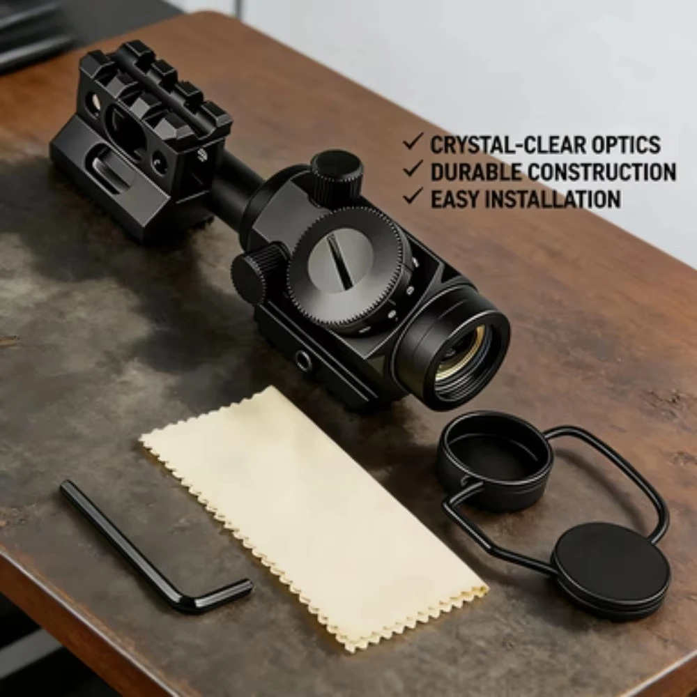 

Adjustable Red Dot Monocular Telescope Toy with Sturdy Metal Raised Base, Accurate Vertical & Horizontal Adjustment