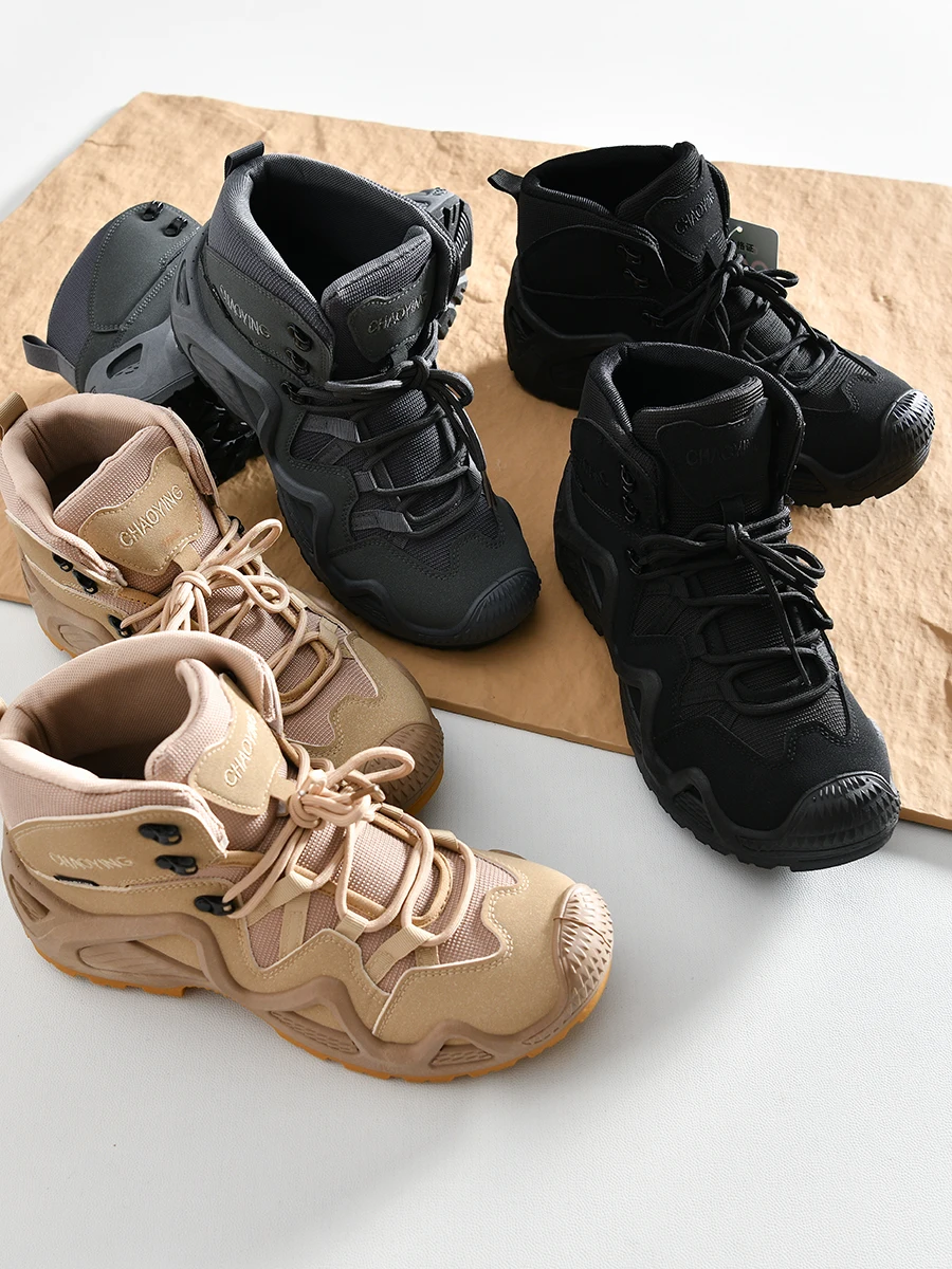 

Men's Outdoor Climbing Shoes Tactical Hiking Boots Mid-Cut Sport Casual Shoes Durable Rubber Sole round Toe Flat Heel