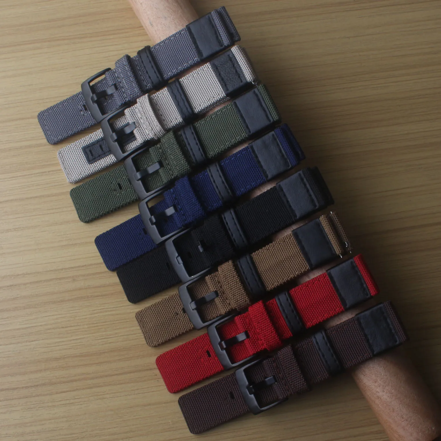 Black Grey Blue Nylon Watch Strap watchband For army watch sport green fabric With leather ring Men‘s Watch band accessories new