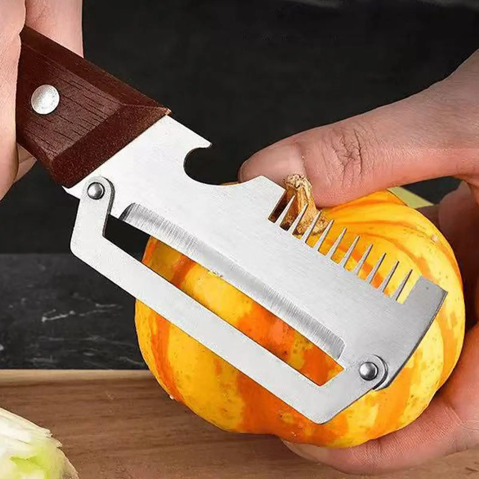 1PCS Wooden Multi Functional Vegetable Peeler With Ergonomic Handle For Peeling And Slicing Fruits And Vegetables Durable Smooth
