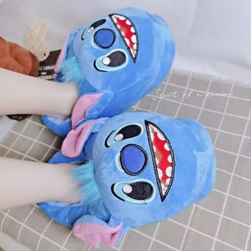 Stitch Disney Slippers Kawaii Plush Cotton Shoes All Inclusive Thicken Cute Home Indoor Cartoon Stitch Keep Warm Cotton Shoes