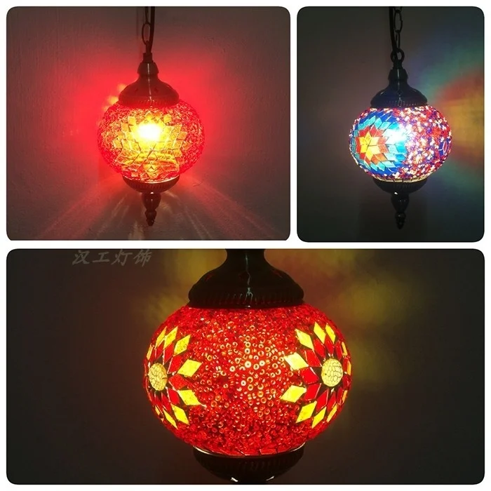 Creative personality characteristics Bohemian Restaurant Bar aisle diffuse coffee Turkish glass decorative small hanging lamps