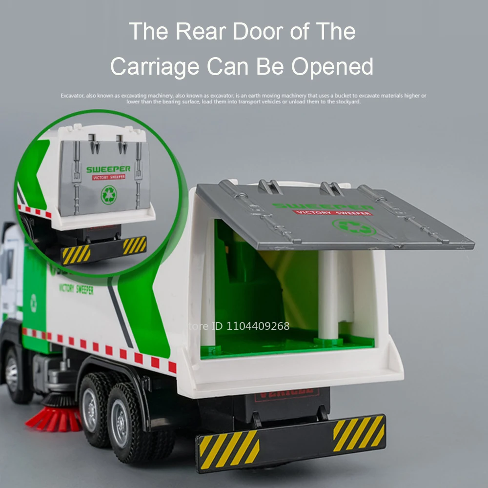 1:32 スケールシティスイーパーマック輸送トラックモデルおもちゃの車金属ダイキャスト車プルバックサウンドライトモデルキッズギフト