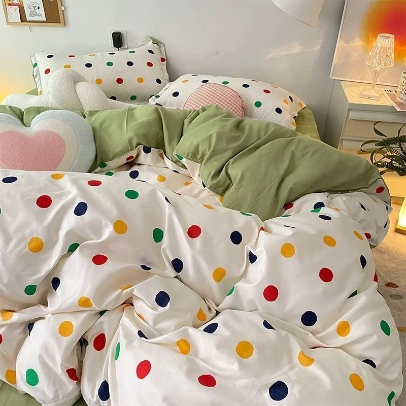 Northern Europe Simple Style Bedding Set Duvet Cover Soft Queen Full Size Flat Bed Sheet Girls Quilt Cover Pillowcase Kawaii