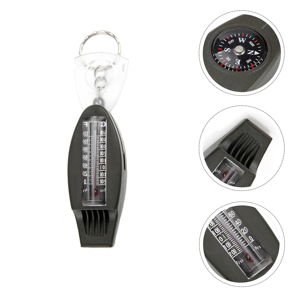 3 قطعة صفارة إنقاذ متعددة الوظائف مع بوصلة ميزان الحرارة عدسة مكبرة للتنزه في الهواء الطلق والتخييم والصيد والقوارب