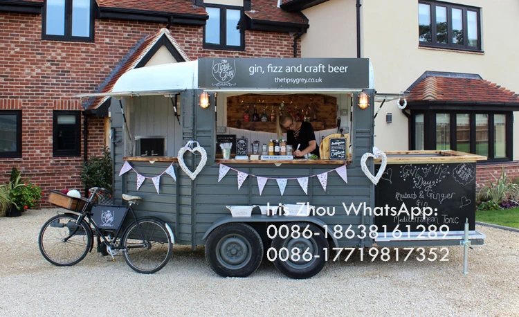 Caixa de cavalo ao ar livre bar concessão móvel catering reboque de comida cachorro-quente carrinho de café caminhão de comida rápida