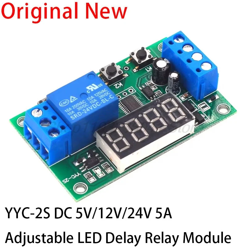 YYC-2S LED Display Adjustable Programmable delay time relay module 5V12V24V fixed time decoupling pulse cycle power off trigger