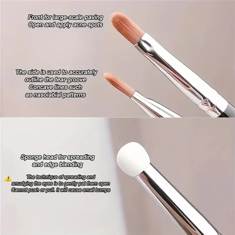 1/2/3 Stück Dual-Ended Concealer Make-up Pinsel 2-in-1 Concealer Eyeliner Pinsel Weiche synthetische Borsten und Schwammspitze Make-up Pinsel