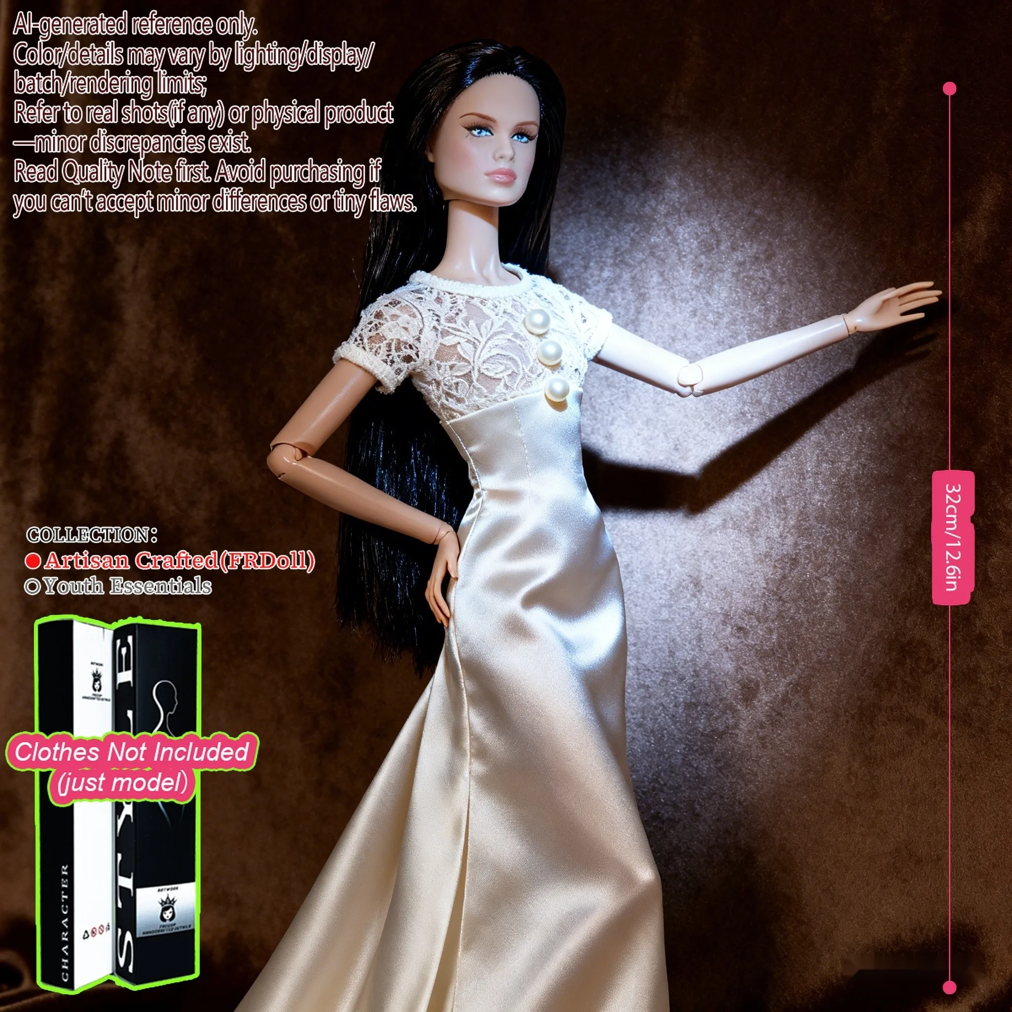 ตุ๊กตา BJD ขนาด 12.6 นิ้ว แบบเหมือนจริงสำหรับนักสะสม - ตุ๊กตาแบบข้อต่อทรงนางแบบแฟชั่น พร้อมข้อต่อ 12 จุดสำหรับงาน DIY (ไม่มีเสื้อผ้า)