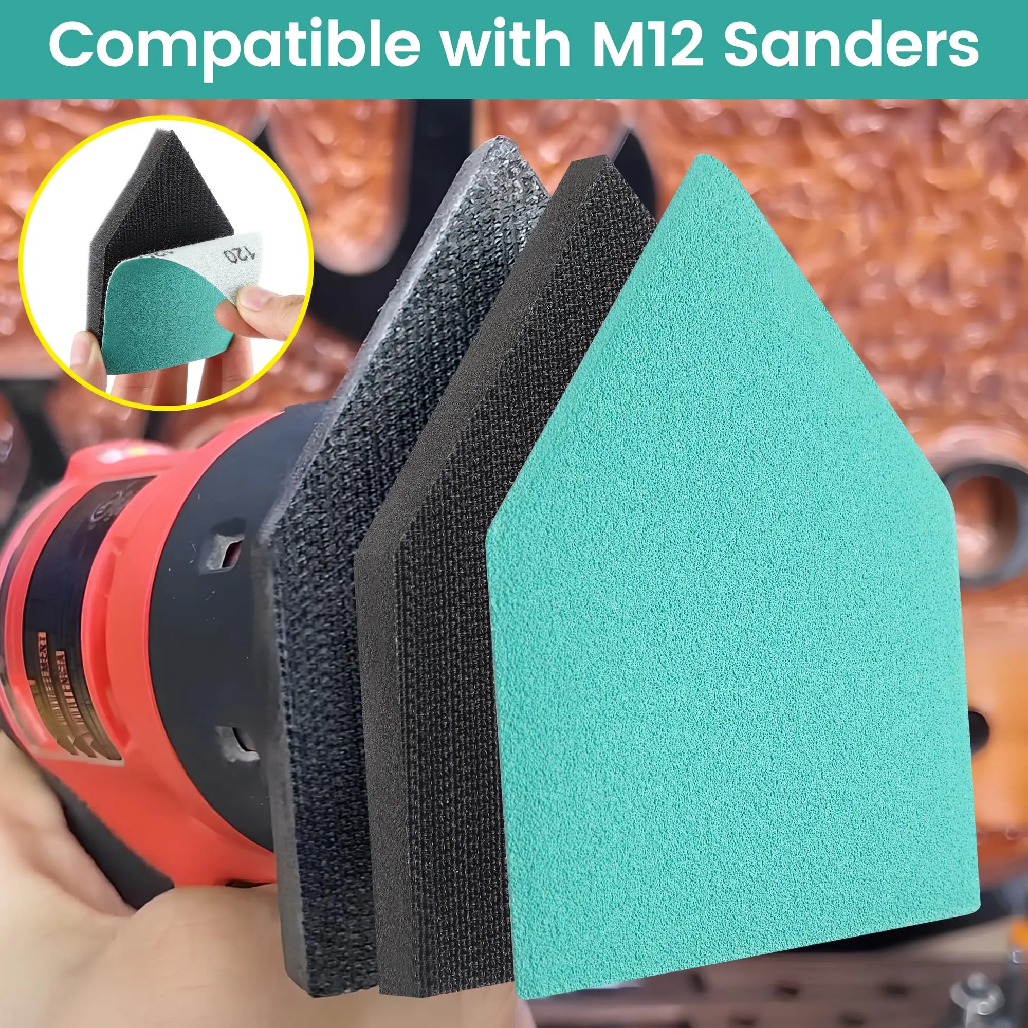 65X92mm Detail Sander Sandpaper 20/50 Pcs Assorted 60-400 Grits Hook and Loop Anti Clogging Polyester Film Sheets for Polishing
