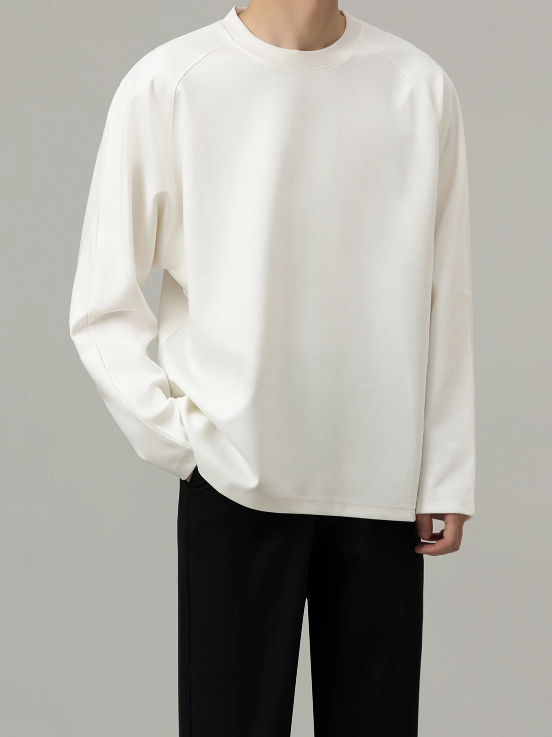 Loose Long Sleeve round Neck  Color Men's T-shirt Casual Versatile Comfortable Breathable Spring Autumn Top New Style