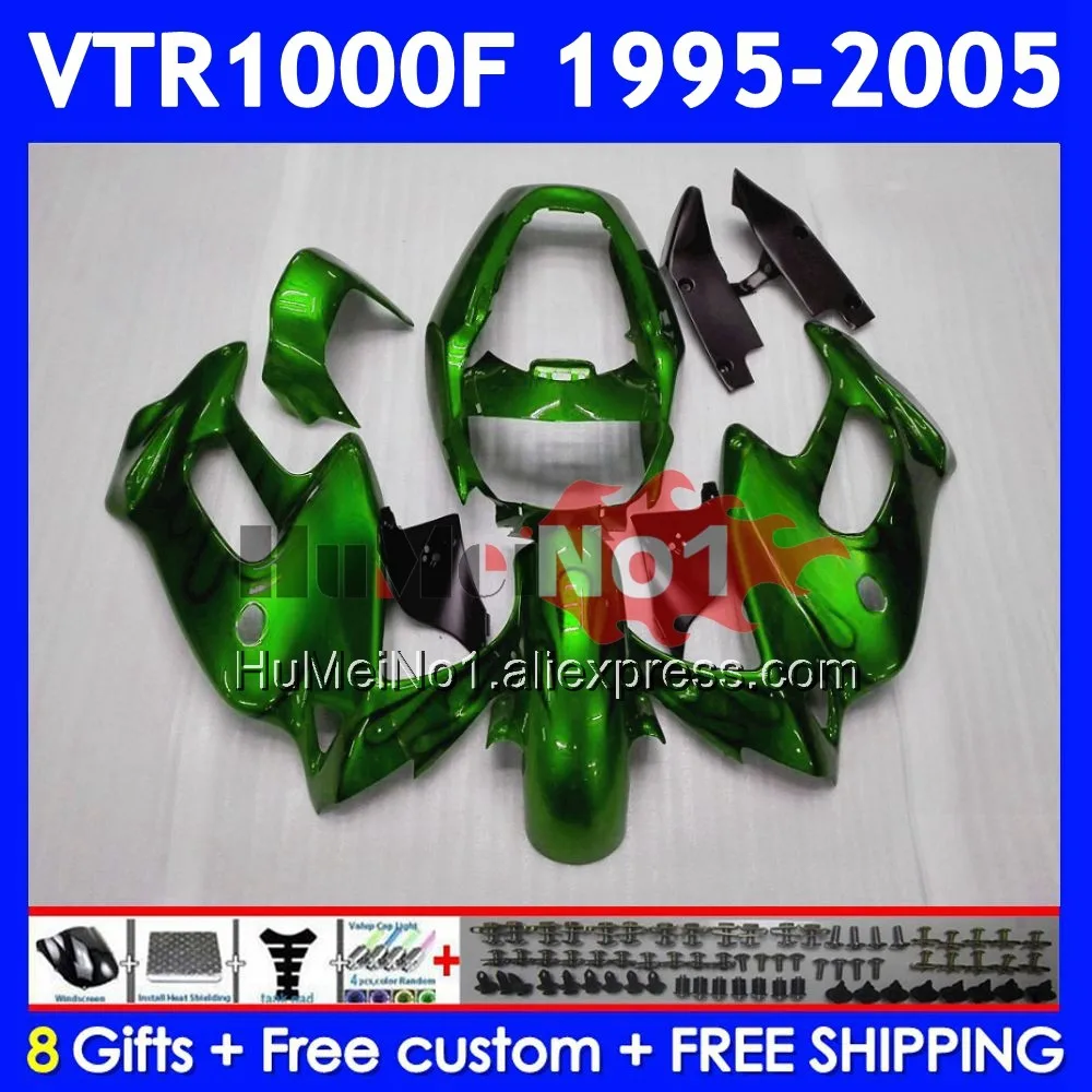 SuperHawk For HONDA VTR1000F VTR1000 67No.85 VTR Green&flames 1000 F 1000F 1995 1996 1997 1998 1999 2000 01 02 03 04 05 Fairing