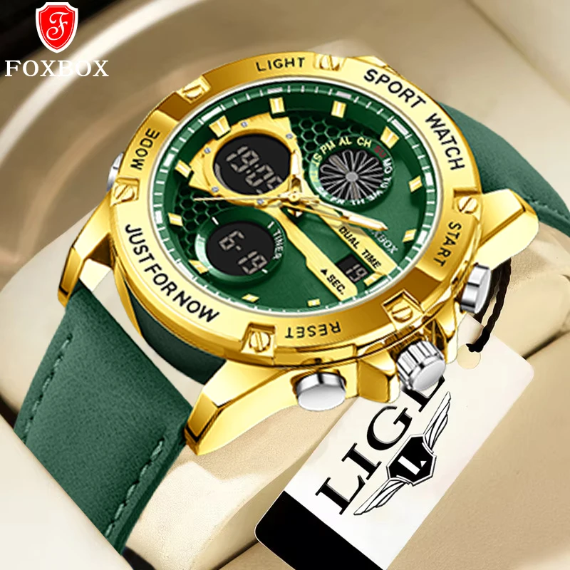 New Fashion LIGE Electronics Watches for Men Casual Sport Auto Date Week Analog Chronograph Waterproof Dual Digital Wristwatches