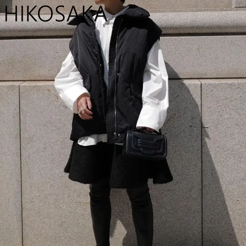 Japanese Streetwear Detachable Sleeves Parkas Vests Simple Vintage Warm Two Ways Wear Jackets 2024 Autumn Winter New Trend Coat