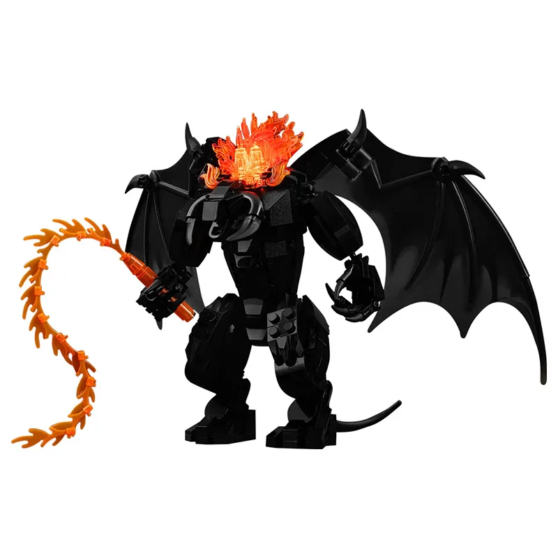 MOC Lorded Ring Balrogs Black Humanoid Demons Monster Building Block Action Figure Bricks Model Toys for Kids Collection Gifts