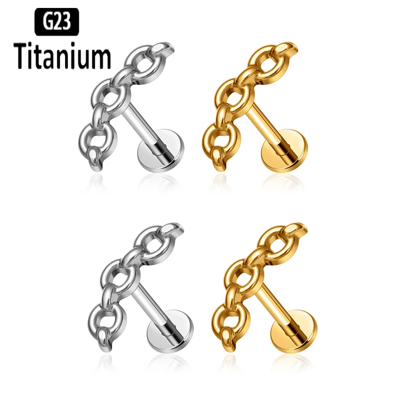 100% G23 Titanium ASTM-F136 Piercing Labret Internal thread Ear Studs Earrings Cartilage Tragus Lobe Helix Body Jewelry Lip Ring